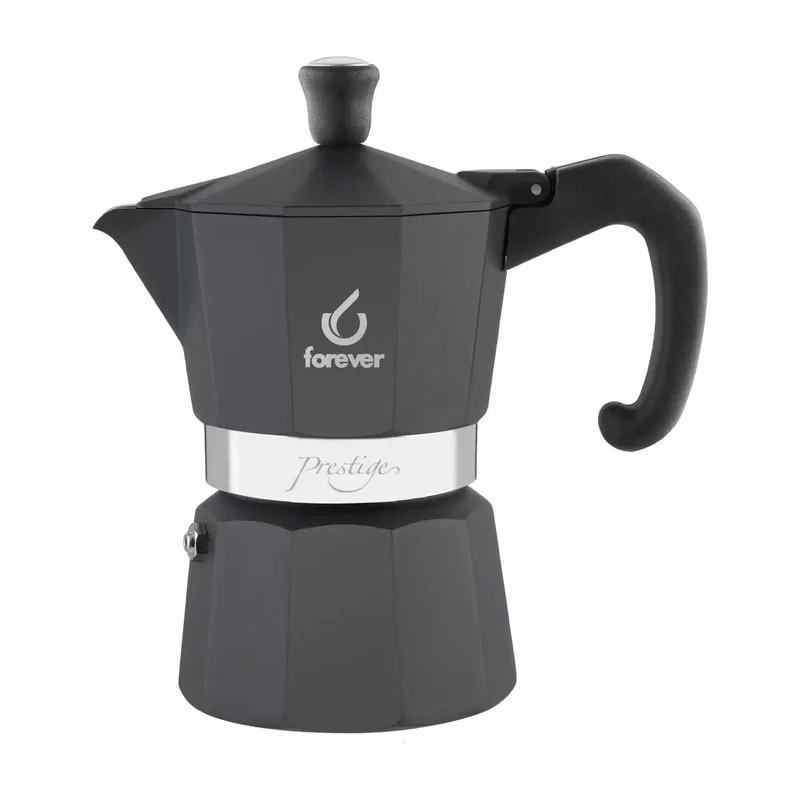 Moka Prestige Noblesse - Mokkakanne - Schwarz und Aluminium 6 Tassen