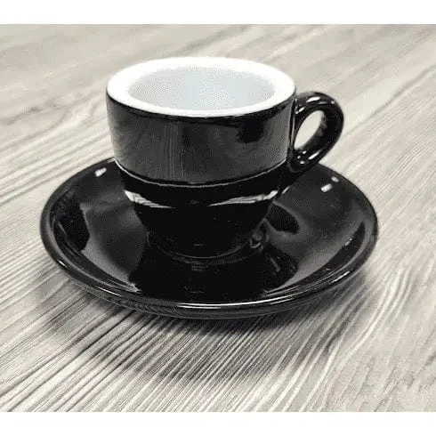 Espresso Tasse und Untertasse Schwarz Serie Palermo von Nuova Point 56 ml