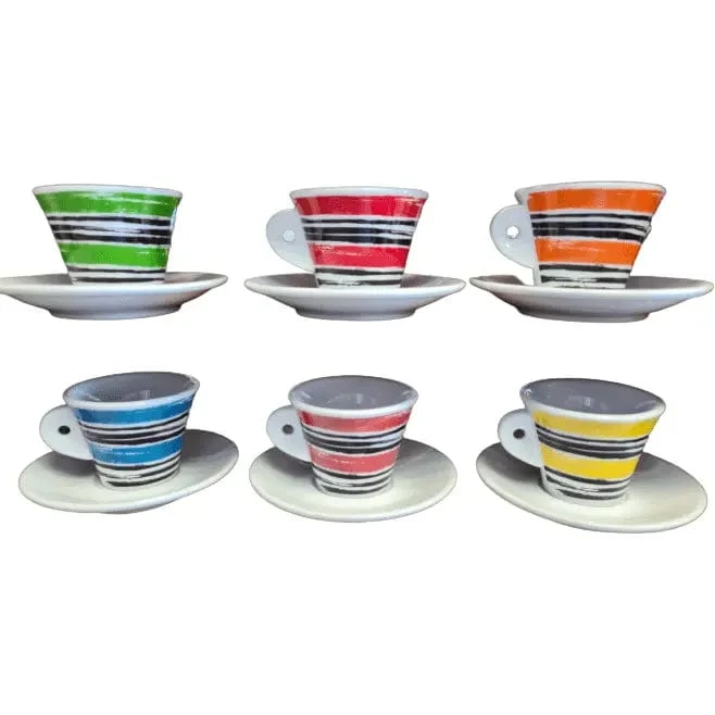 Nuova Point - 6 Tassen - 6 Farben Cappuccino Tasse - Sonderkollektion Porzellan