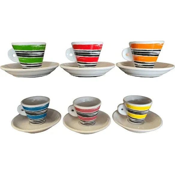 Nuova Point - 6 Tassen - 6 Farben Espresso Tasse - Sonderkollektion Porzellan