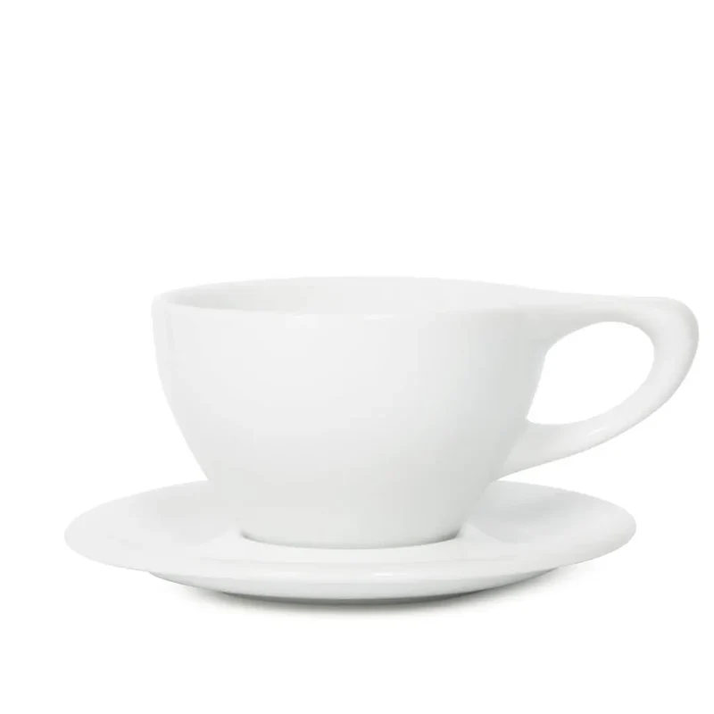Lino Groß Latte Tasse 360ml mit Untertasse - Weiß